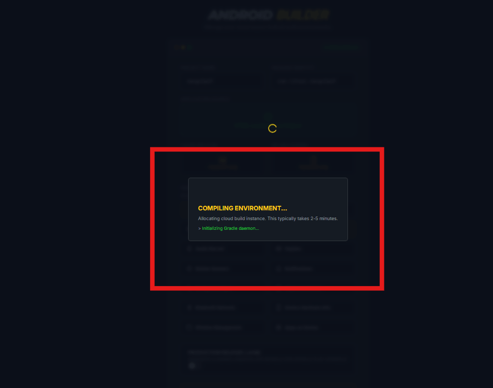 Cloud Compiling Environment Modal