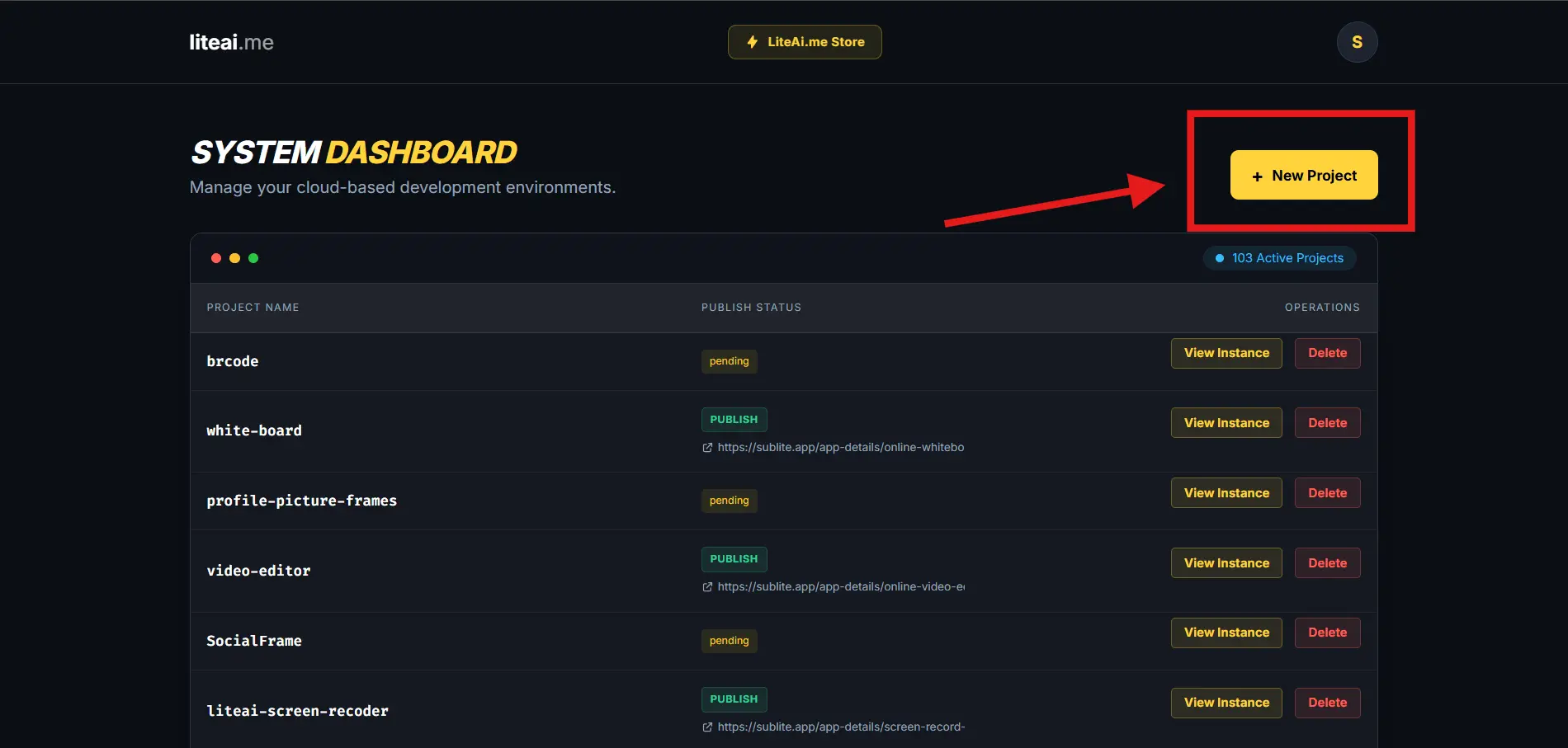 Create a new cloud web project