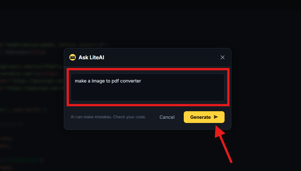Generate HTML Code via AI Prompt